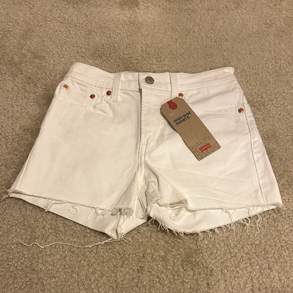 Levi's Women's High Waist White Denim Shorts W24/0